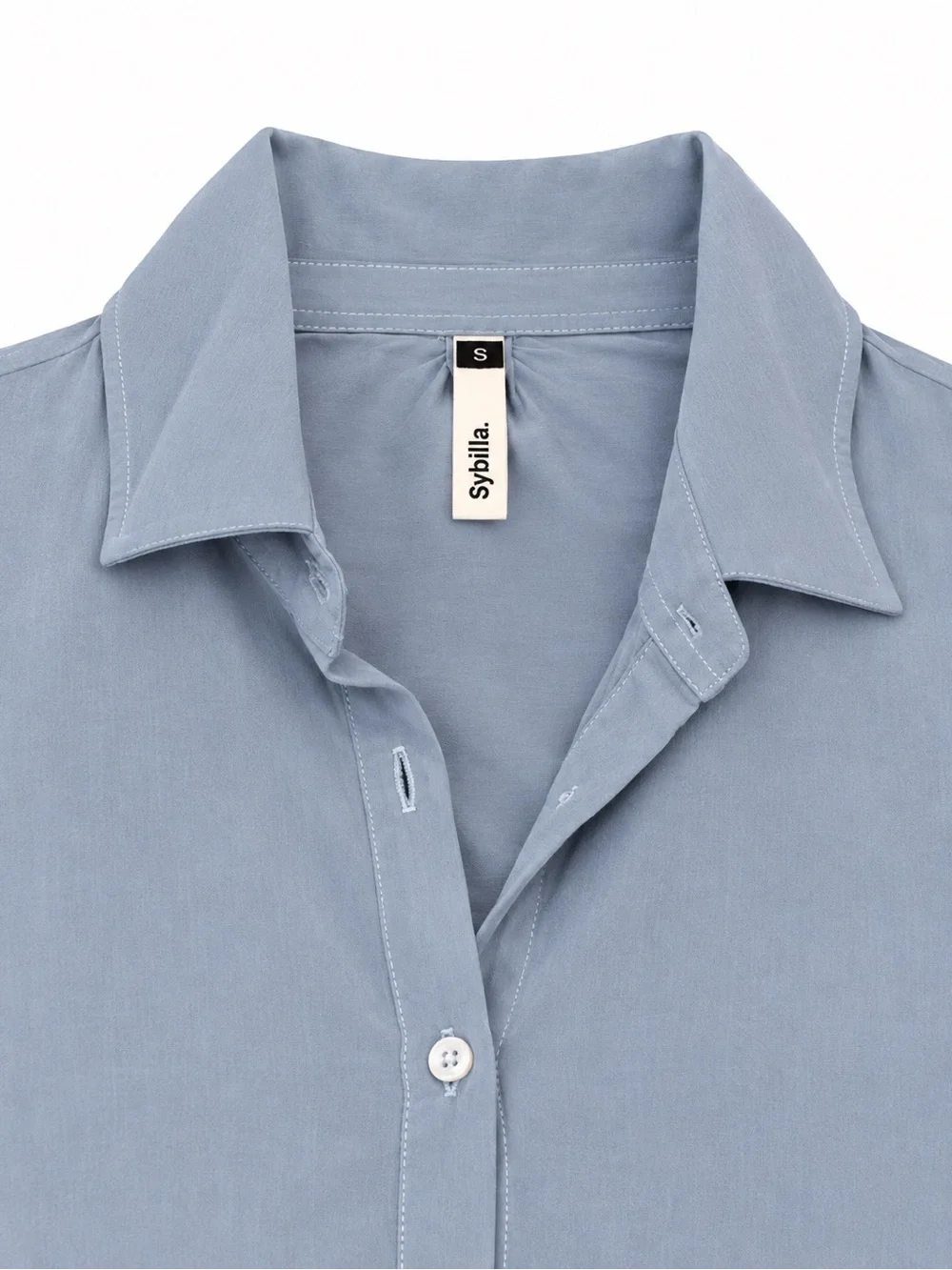 Light Blue Button-Front Twist Hem Shirt